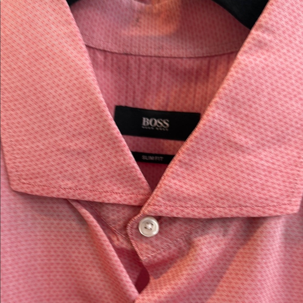 BOSS Men's Pink Slim Fit Shirt